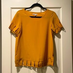 NEW Madewell Broadway & Brooke XS Mustard Silk Blouse